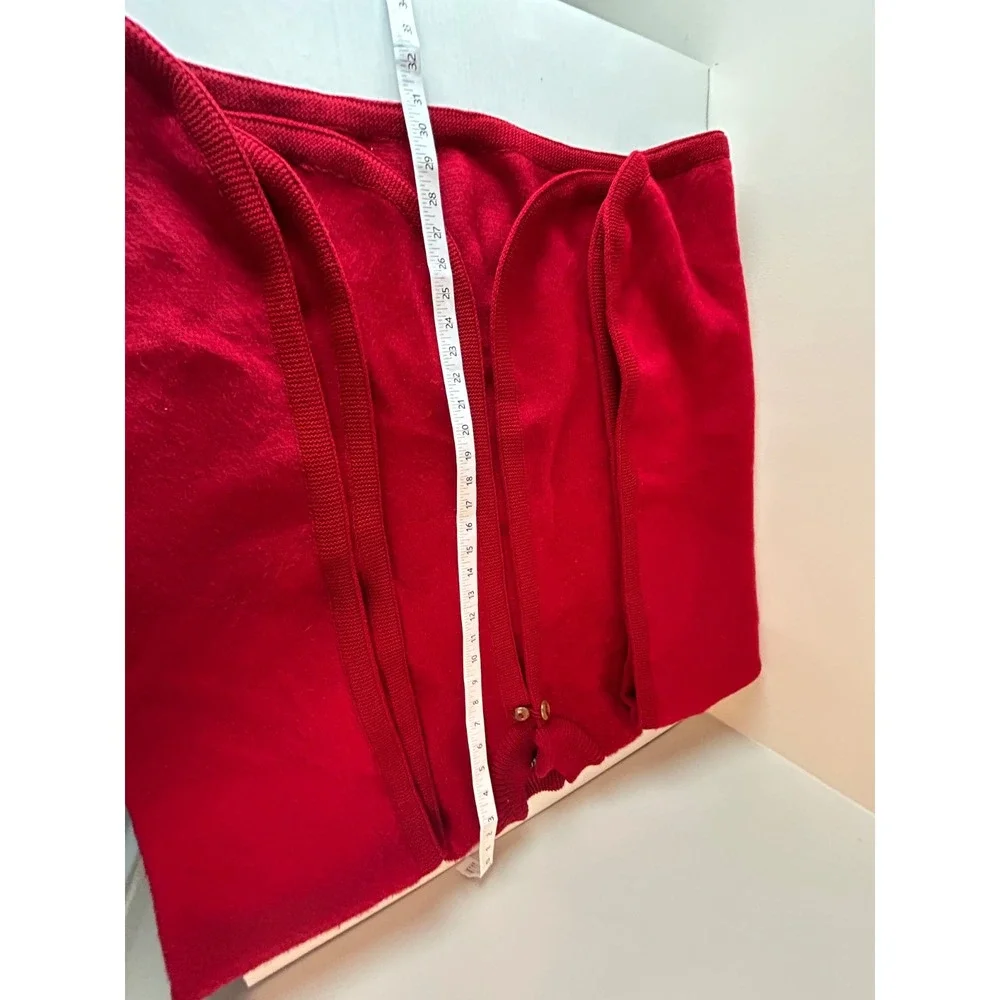 Handcrafted Sisandina Wool Red Poncho‎ Buttons Crew Collar Comfy Warm OS - Picture 6 of 9